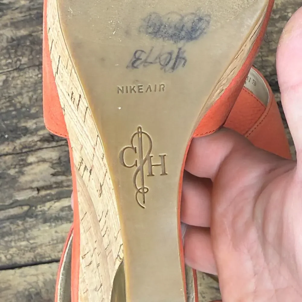 Cole Haan with Nike Air Technology Cork Wedge Sandals — Women's Size 7B